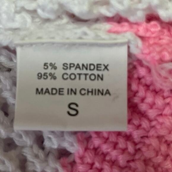 Women's Multicolor Colorblock Crochet Knit Long Sleeve Sweater Crop Top Size S - Picture 4 of 4